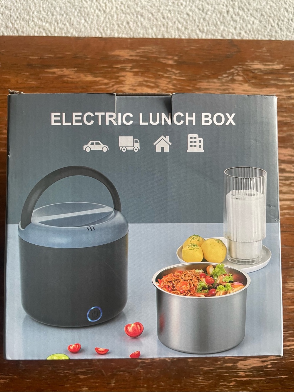 Electric Lunch Box Portable Food Warmer - Black and Blue
